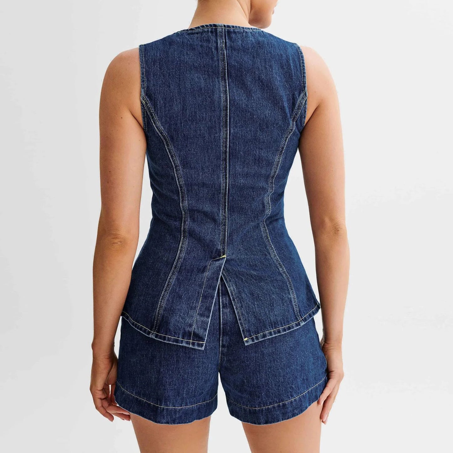 Vintage Denim Long Vest Top