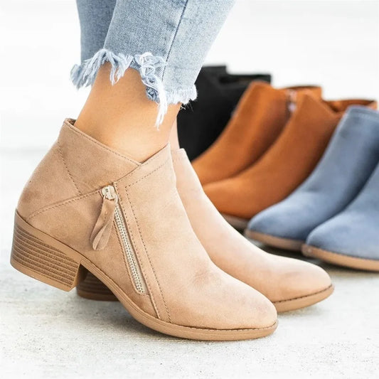 Chic Round Toe Autumn Boots