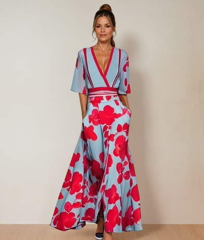 Scarlet Bloom Maxi Dress