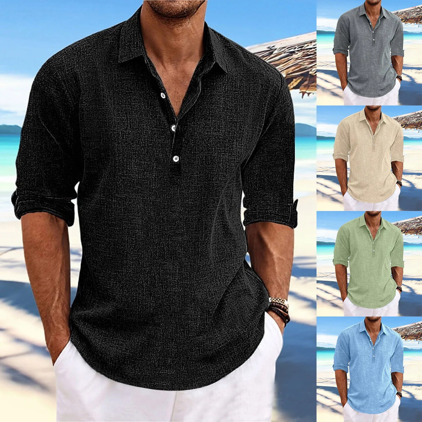 Retro Cotton Linen Men's Shirt