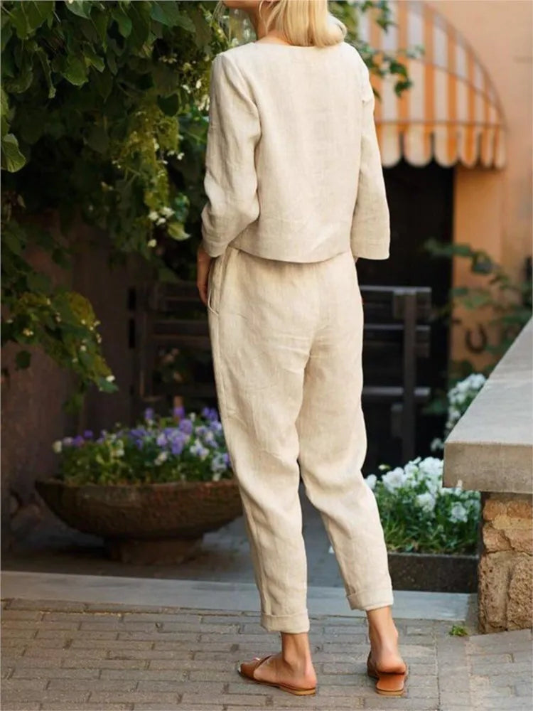 Elegant Linen Women's Pant Sets