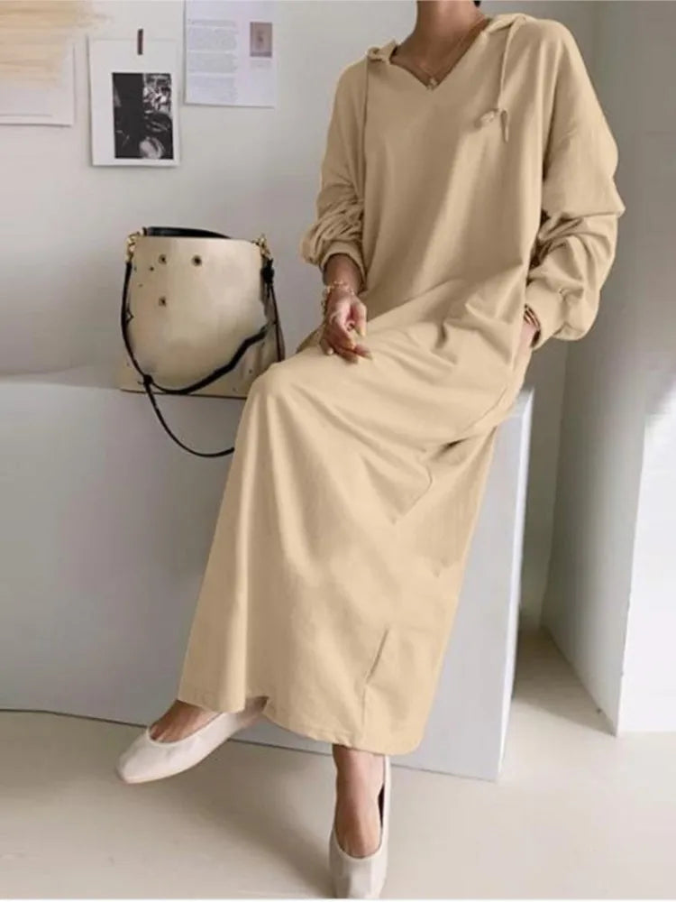 Spring Chic Hooded Pocket Dress