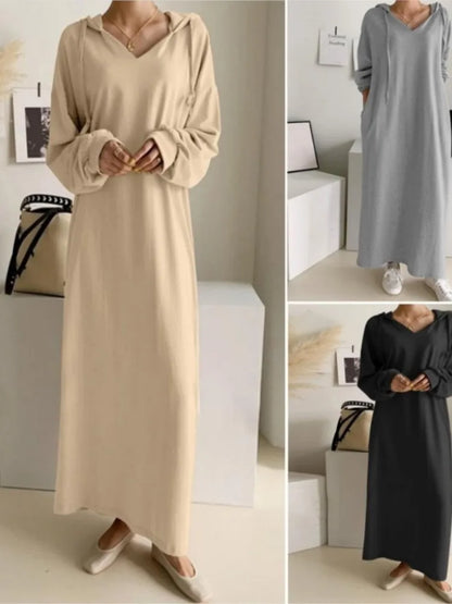 Spring Chic Hooded Pocket Dress