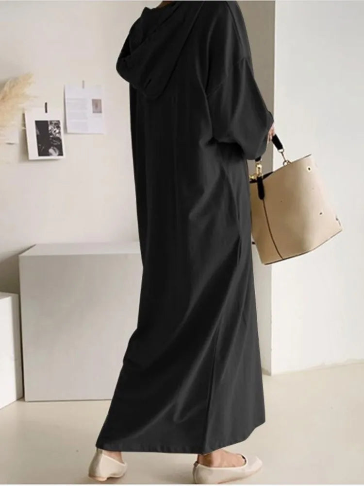 Spring Chic Hooded Pocket Dress