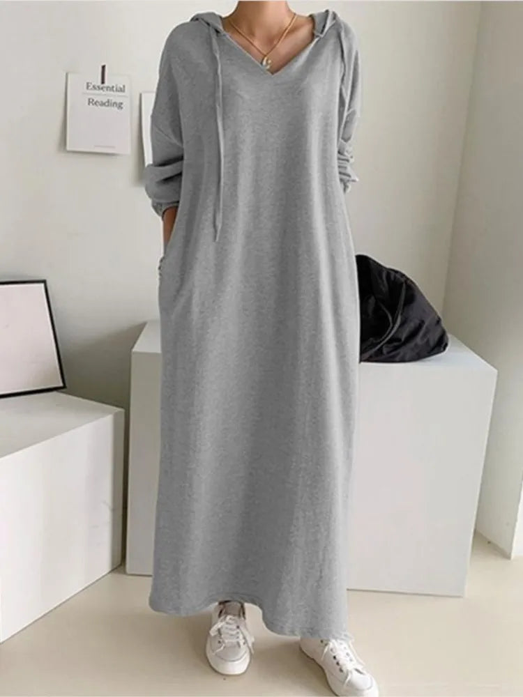 Spring Chic Hooded Pocket Dress