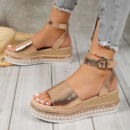 Golden Glam Wedge Sandals