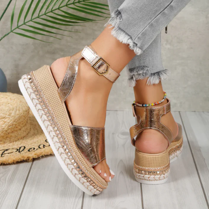 Golden Glam Wedge Sandals