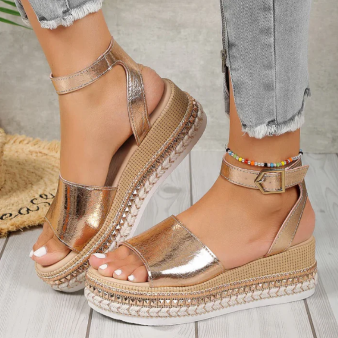 Golden Glam Wedge Sandals