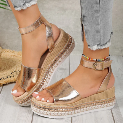 Golden Glam Wedge Sandals