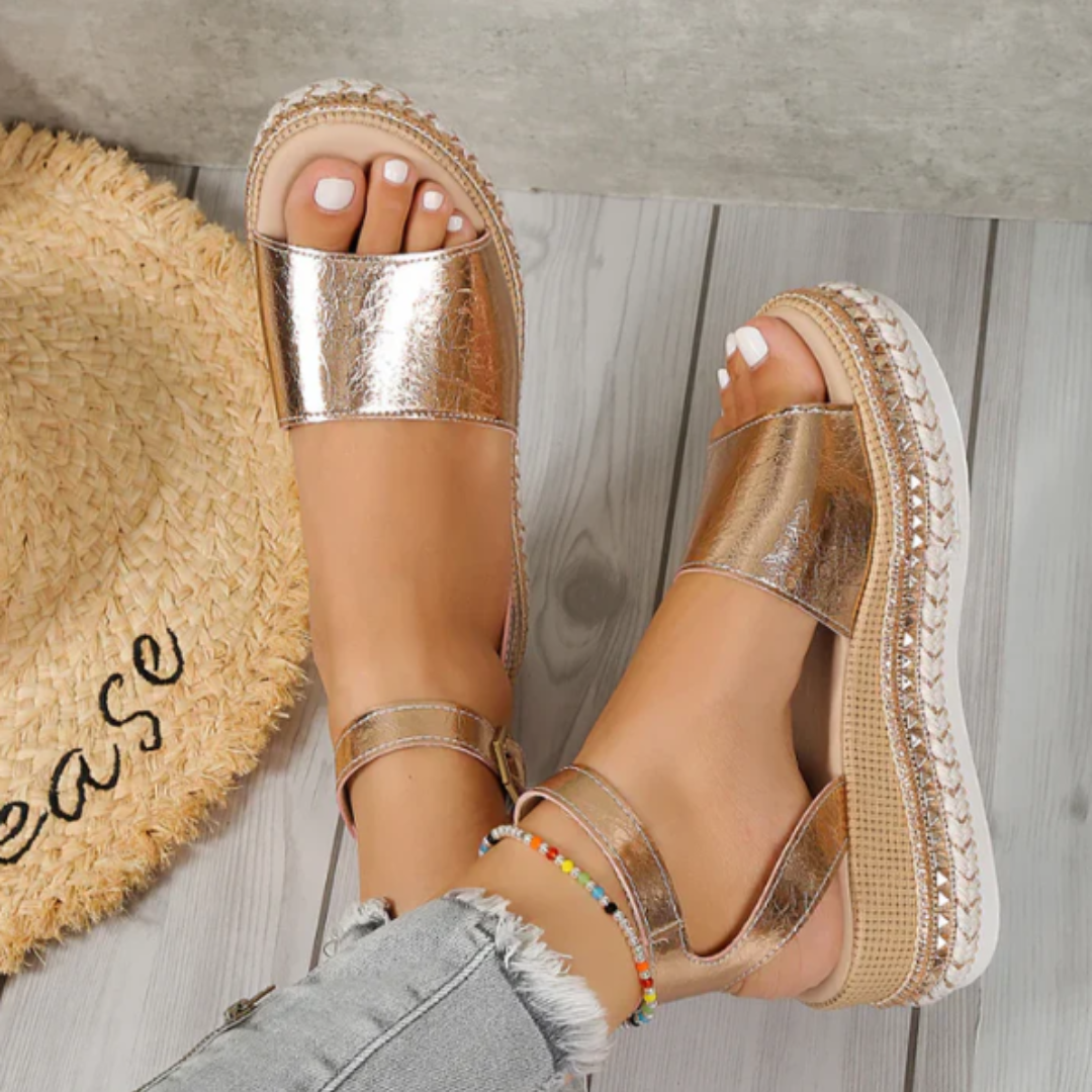 Golden Glam Wedge Sandals